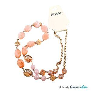 NWOT Carol Dauplaise Peach Beaded Chain Necklace